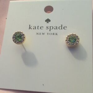 Kate Spade Gold Earrings with Green Gem